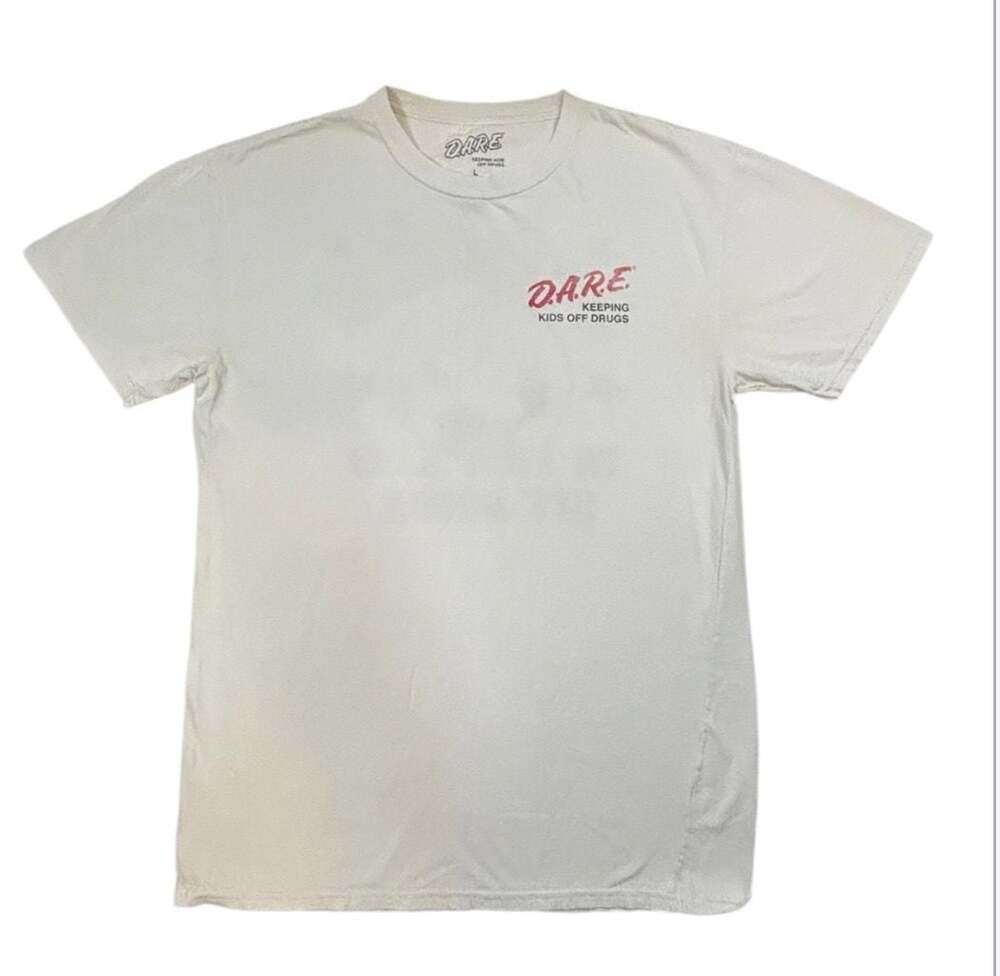 D.A.R.E. Lion Power To Keep Kids Off Drugs White Short Sleeve T-Shirt Size L